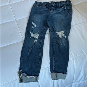 Judy Blue Dark Blue Distressed Boyfriend Jeans